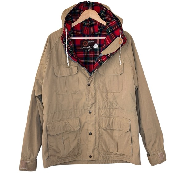 Other - Vintage Sunshine Cover Ups Chore Coat Preppy Mens Size L Plaid Wool Blend